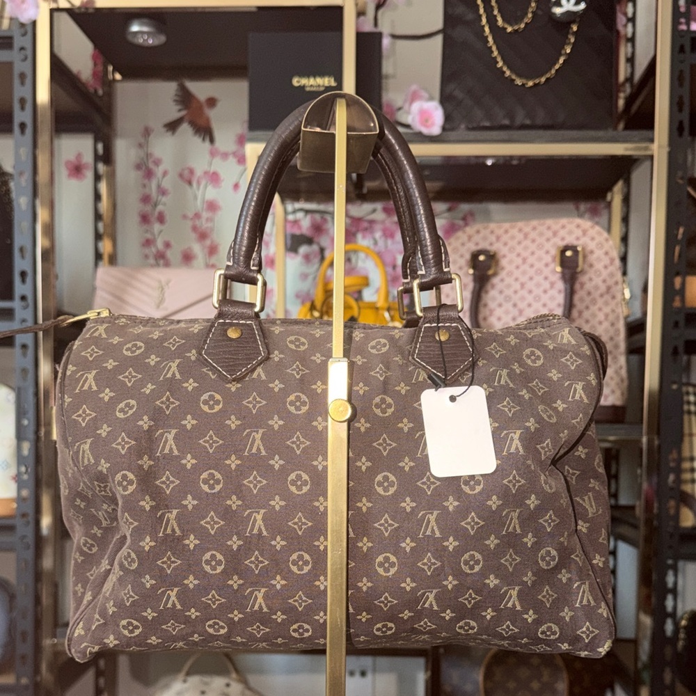 Louis Vuitton Brown Mini Lin Speedy 30 Monogram Top-Handle Bag - Picture 4 of 8